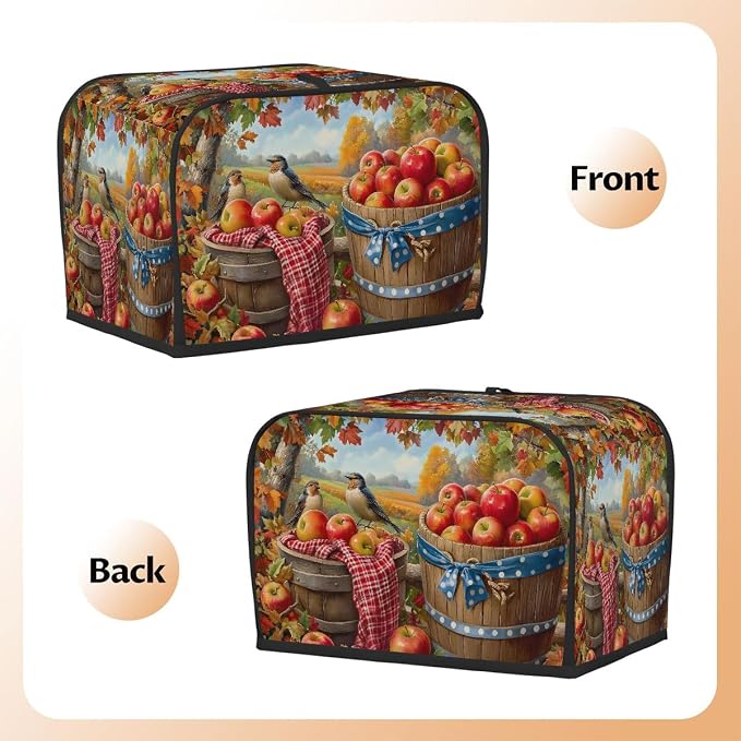 2 Slice Autumn Apple Pretty Toaster Cover Waterproof Dust Fingerprint Bread Machine Cover Washable Kitchen Appliance Protector For Home Kitchen Bakeware Table Decor Women Gifts
