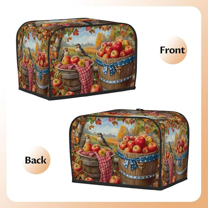 2 Slice Autumn Apple Pretty Toaster Cover Waterproof Dust Fingerprint Bread Machine Cover Washable Kitchen Appliance Protector For Home Kitchen Bakeware Table Decor Women Gifts