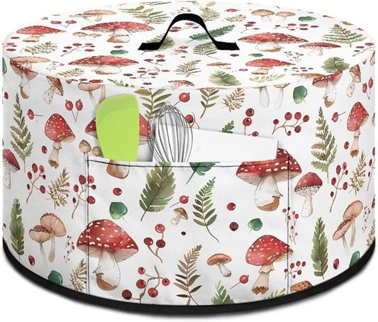 Ferns Mushrooms Slow Cooker Dust Cover Compatible with 6-8 qt Crock for Pot Small Kitchen Appliance Decor with A Top Handle and Pocket