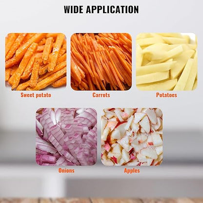 VEVOR Commercial Vegetable Fruit Chopper 1/4" Blade Heavy Duty Professional Food Dicer Kattex French Fry Cutter Onion Slicer Stainless Steel for Peppers Potato Mushroom