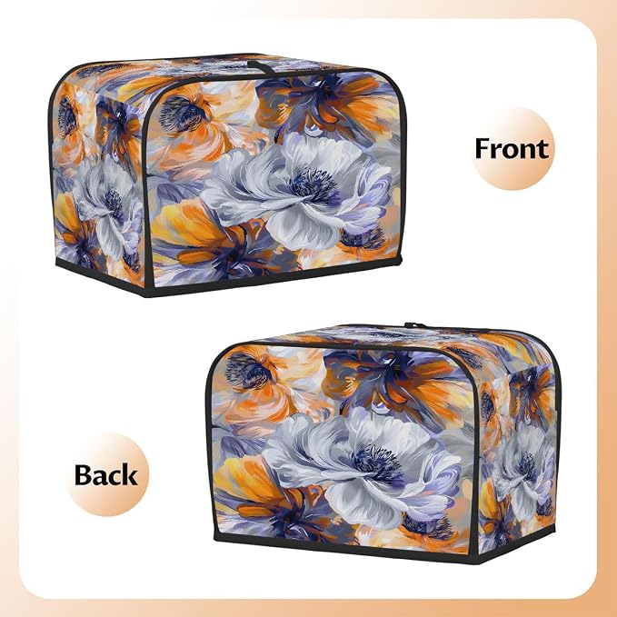 Floral Pattern Beautiful Toaster Cover 2 Slice Wide Slot Washable Kitchen Appliance Covers Fingerprint Bread Machine Dust Cover Small Toaster Oven Accessories Covers Bread Maker Bag Women Gift