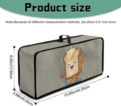 Slim 2 Slice Toaster Cover Funny Toaster Bread Print Water-Resistant Dust Covers with Handle Keep Kitchen Small Appliances Clean