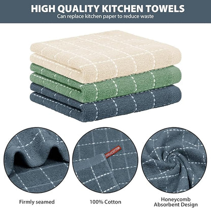 Nialnant 6 Pack Terry Kitchen Towels, Dish Cloths for Washing Dishes, 100% Cotton Reusable Cleaning Rag,Ultra Soft Absorbent, Quick Drying Dish Towels for Kitchen,12x12 Inches