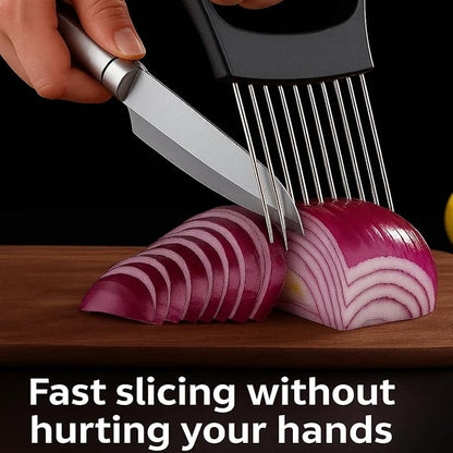 2025 Upgraded Onion Slicer, Onion Holder Chopper for Slicing, Chopper Slicer Assistant Tool, Cutter for Slicing of Meat, Potato, Tomato Kitchen Gadgets (1, Max)