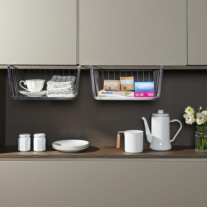 INEX Upper Cabinets Hanging Shelf Kitchen Sink Storage Caddy (Silver, 6.2" H x 12" W x 9.8" D)