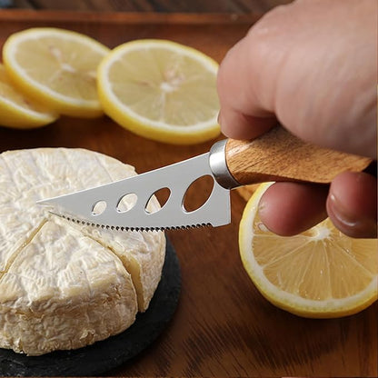 6 Pieces Cheese Knife, Cheese Knives Cheese Board Charcuterie Knife Set Cheese Tools Spreading Knife, Wooden Handle Stainless Steel Slicer Gift Set