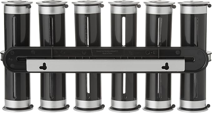 Zevro Zero Gravity Wall-Mount Magnetic Spice Rack, Black/Silver - Set of 12