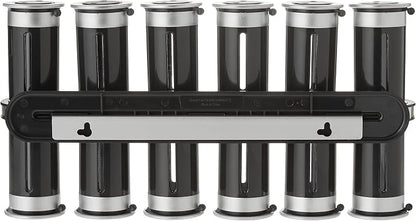Zevro Zero Gravity Wall-Mount Magnetic Spice Rack, Black/Silver - Set of 12