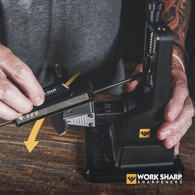 Work Sharp Precision Adjust Knife Sharpener Kit - Fixed Angle Sharpening System for Kitchen & Pocket Knives - Professional Guided Knife Sharpening Tool