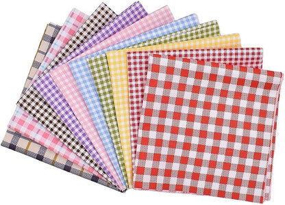 10pcs 12 x 12 inches (30cmx30cm) Print Check Series Fabric Bundle Squares Patchwork DIY Sewing Scrapbooking Quilting Pattern Artcraft