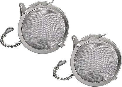 HIC Kitchen Mesh Ball Tea Infusers, 18/8 Stainless Steel Mesh For Loose Leaf Tea and Mulling Spices, Set of 2, 2-Inch
