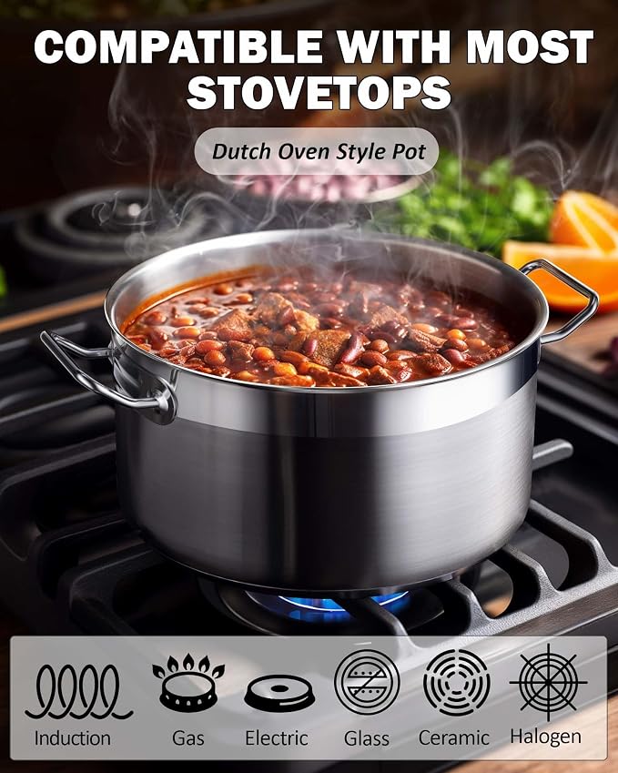 Cooks Standard Professional 9 Quart Stainless Steel Stock Pot, Dutch Oven Pot with Lid, Stockpot with Lid for Pasta, Soup, Spaghetti, Oven Safe, Dishwasher Safe, Cookware for Canning, Simmer