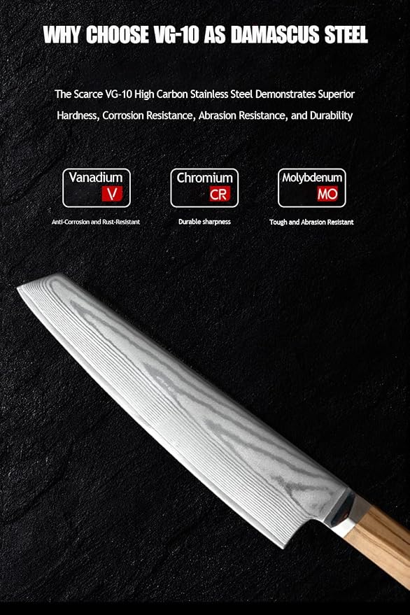 8 Inch Damascus Kiritsuke Knife,Japanese Knife 67 Layers VG-10 Kiritsuke, Italian Olive Wood FullTang Handle Japanese Chef Knife