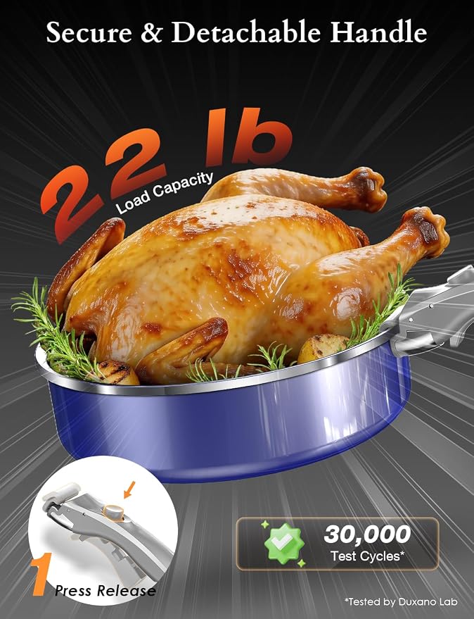 Pro DUXANO 12PC Nonstick Pots and Pans Set&Hybrid 3-Ply Stainless Steel Skillet, High Heat Sear&Fry, 2-Layer Ceramic Induction Cookware, 9H Scratch-Resistant&Anti-Warp,PFAS Free,All Cooktop/Dishwasher