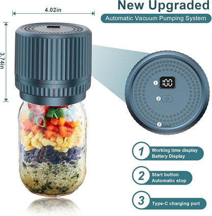 M12 Auto Stop Electric Mason Jar Vacuum Sealer - 2026 Upgrade Smart Jar Vacuum Sealer for Mason Jars with Wide and Regular 2500mAh Battery Portable Mason Jar Sealer Machine Kit