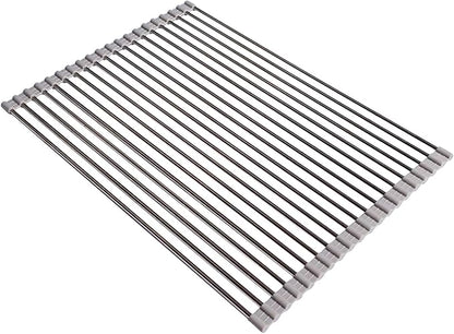 Ahyuan Roll up Dish Drying Rack Over The Sink Kitchen Roll up Sink Drying Rack Portable Dish Drainer Foldable Dish Drying Rack (Warm Gray, 20.5''X14'')