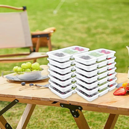 20 Sets Reusable Snack Containers Meal Prep Containers 3 Compartment Condiment Container With Lids Snackle Box Container Portion Control for Refrigeration Sauce,Outdoor Takeaway,Travel(White)