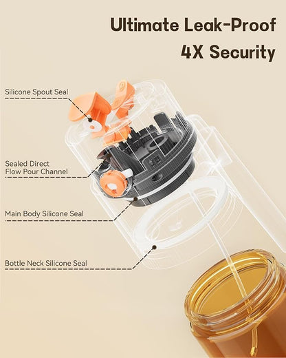 OURCABECUE Upgrade 2 in 1 Oil Sprayer for Cooking, 17oz Light-Blocking Glass Olive Oil Dispenser Bottle for Kitchen,Food-Grade Oil Mister with 8 Stickers for Salad, Frying(Amber Bottle-Black Gap)