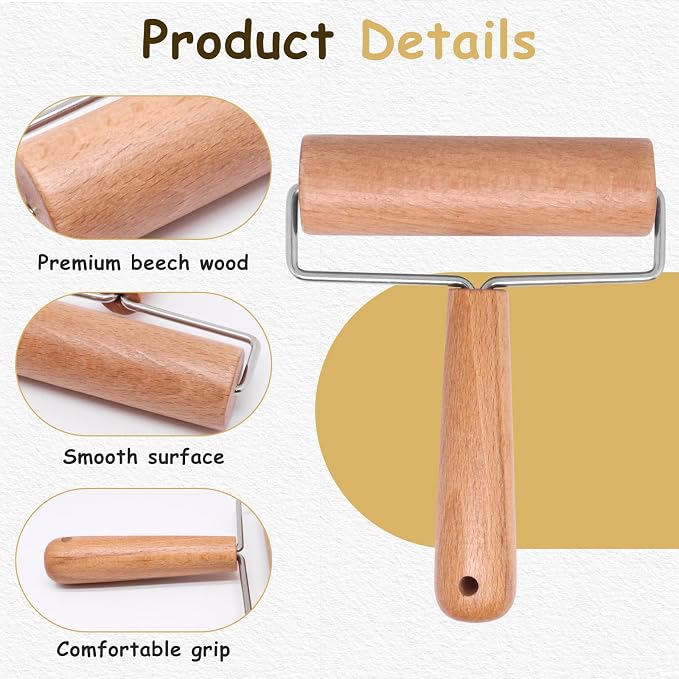Small Rolling Pin, Wooden Rolling Pins For Baking, Pizza Roller, Non-Stick Dough Roller for Home Kitchen Baking Cooking Dumpling/Pasta Maker, 1PCS (T Type)