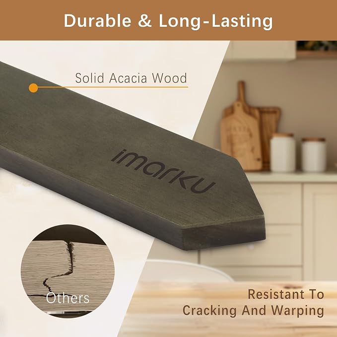 imarku 16" Magnetic Knife Strip, Heavy Duty Wall Mounted Knife Holder, Secure Magnetic Grip for Easy Organization, Kitchen Utensil Rack with 4 Hooks, dark