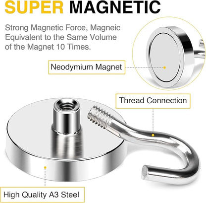 DIYMAG Magnetic Hooks, 120lbs+ Magnet Hook 2026 Cruise Cabin Ship Essentials Heavy Duty Strong Magnets Refrigerator Fridge Hanging for Classroom Beach Vacation Kitchen Grills Home 20 Pack (Silver)