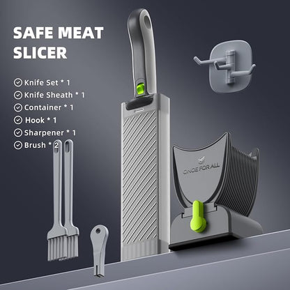 ONCE FOR ALL Fresh Meat Slicer Cleaver Kitchen Knife Set For Meat Slicing Shredding, Manual Jerky Cutter Food Slicer For Beef Pork Mutton For Home Cooking BBQ Hot Pot