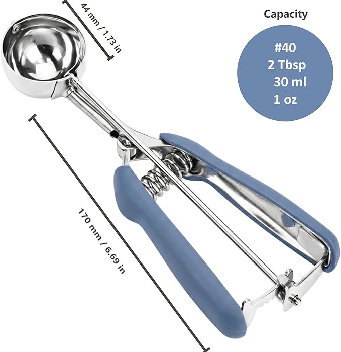 Ice Cream Scoop, 18/8 Stainless Steel Cookie Scoop, Cookie Scoops for Baking, 2 Tbsp/ 30 ml/ 1 oz Cookie Dough Scoop, Cookie Scooper for Baking(#40 Midnight Blue)