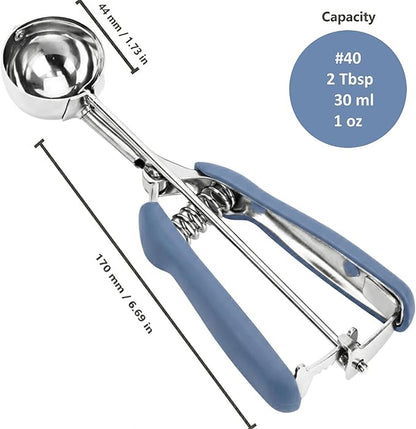 Ice Cream Scoop, 18/8 Stainless Steel Cookie Scoop, Cookie Scoops for Baking, 2 Tbsp/ 30 ml/ 1 oz Cookie Dough Scoop, Cookie Scooper for Baking(#40 Midnight Blue)