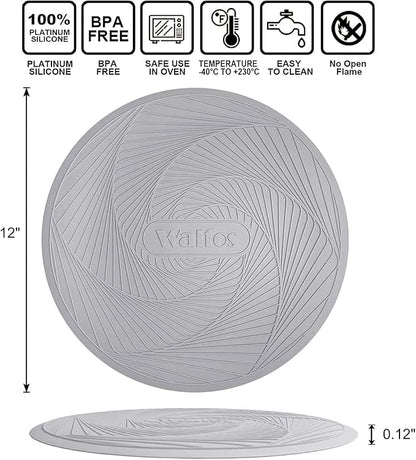 Silicone Microwave Mats, Walfos Heat Resistant Multi-Purpose Microwave Trivet Mat, Non-Slip, BPA Free and Dishwasher Safe, Perfect for Microwave, Oven and Hot Pan, 2 Pieces