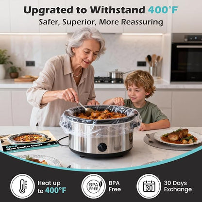 KOOC Slow Cooker Liners, 30 count 14" x 22" Extra Large Size Cooking Bags Fits 6-10 Quart Pots, Disposable Cooking Trays Suitable for Oval & Round & Retangular Pot