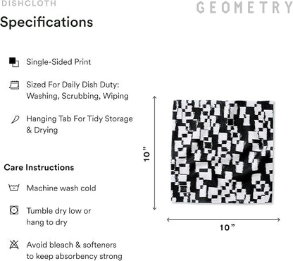 GEOMETRY Dishcloth – Evergreen Collection – Quick-Dry, Ultra-Absorbent, Reusable Microfiber Kitchen Towels for Drying & Cleaning - Patch Party - 3-Pieces