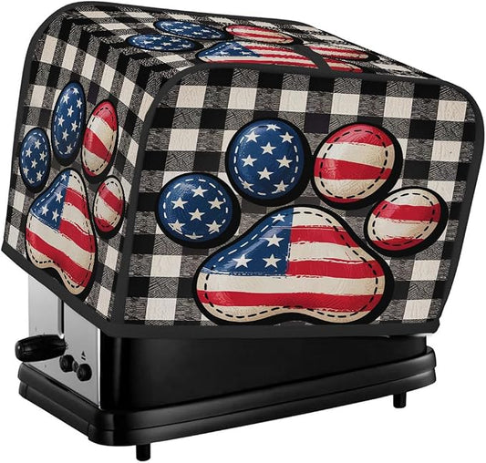 Dog Paw Flag Toaster Cover 2 Slice Wide Slot Washable Kitchen Appliance Covers Fingerprint Bread Machine Dust Cover Small Toaster Oven Accessories Covers Bread Maker Bag Women Gift