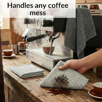 Solyra Barista Towels, 6 Pack, 12" x 12", Dark & Light Gray | Oeko-Tex Certified, Barista Microfiber Cloth, Espresso Towels