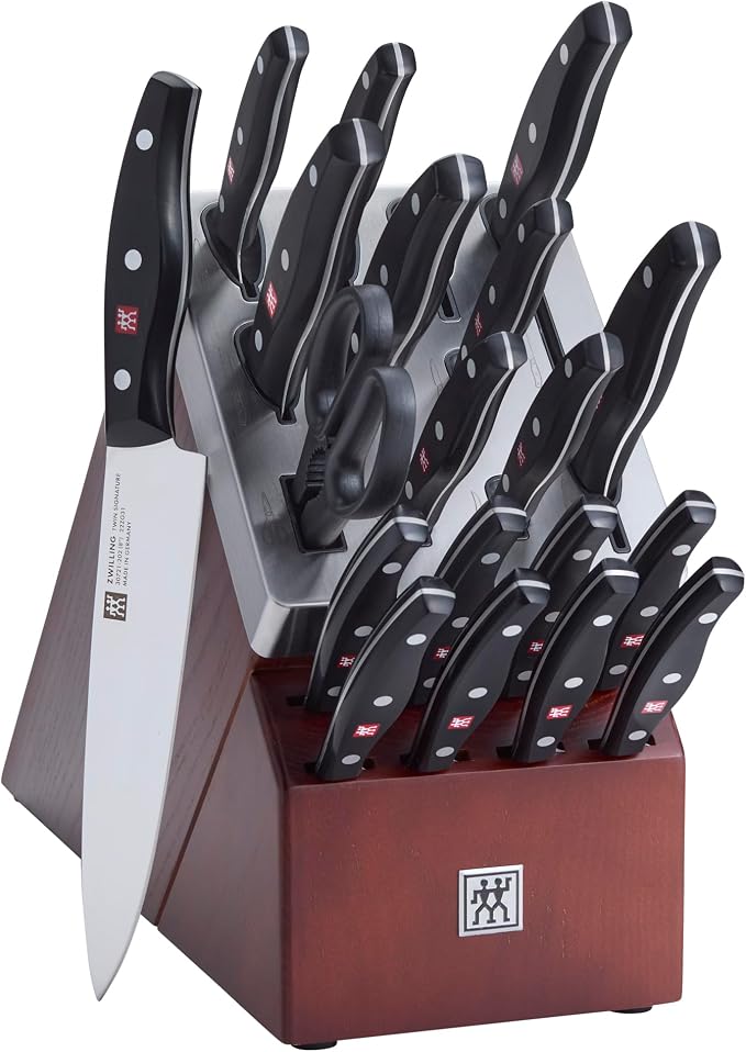 ZWILLING Twin Signature 20-Piece Razor-Sharp German Knife Block Set, Made in Company-Owned German Factory with Special Formula Steel perfected for almost 300 Years, Dishwasher Safe
