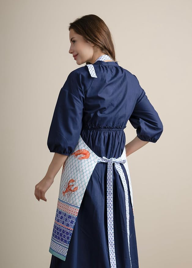 Maison d' Hermine 100% Cotton Apron for women with Pocket Kitchen Chef Apron for Men Cooking Spring Summer