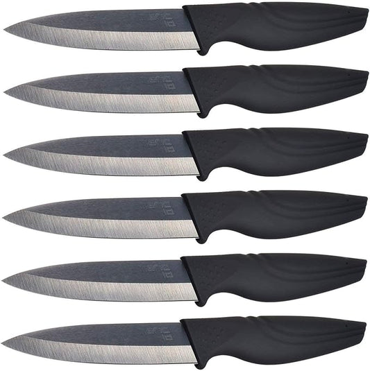 Steak Knives Set of 6 Extremely Sharp Kitchen Ceramic Black Blade Knife