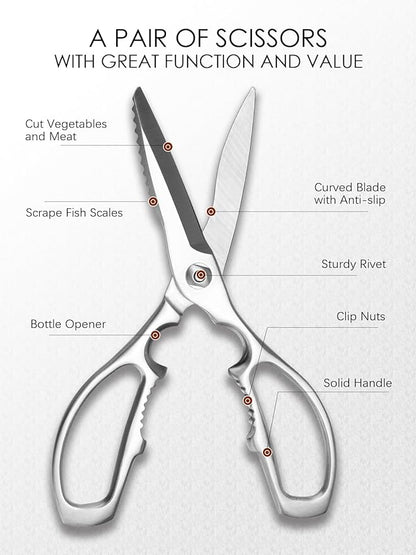 Kitchen Scissors, Forged Stainless Steel Heavy Duty Kitchen Shears, Dishwasher Safe Cooking Scissors for Meat, Poultry & Vegetables
