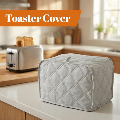 2 Slice Toaster Cover, Quilted Toaster Dust Cover with Perfect Fit for Most Models, Breathable Polyester Fabric, Easy to Clean (Gray, 1 Pack)