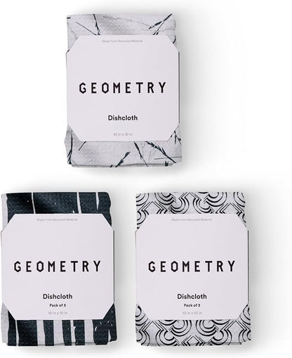 GEOMETRY Kitchen Dish Cloths - Quick Dry Dishcloths for Kitchen - Premium Dish Rags with Geoweave - 3-Pieces Night Reeds