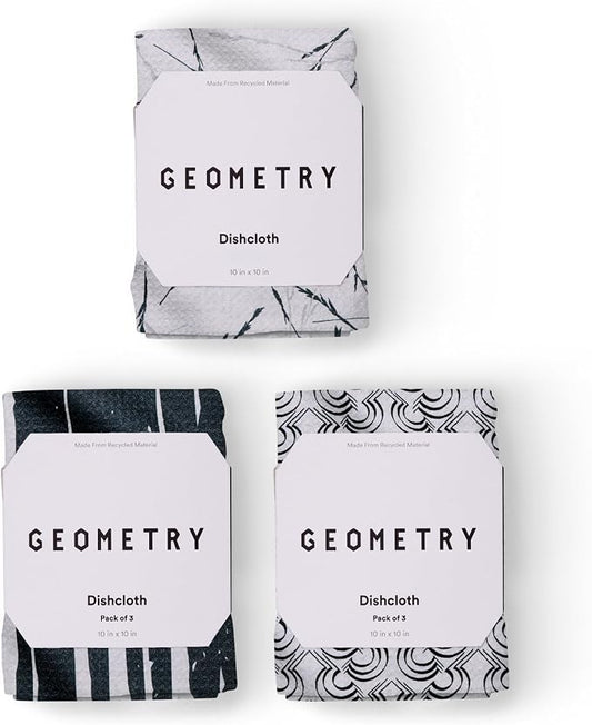 GEOMETRY Kitchen Dish Cloths - Quick Dry Dishcloths for Kitchen - Premium Dish Rags with Geoweave - 3-Pieces Night Reeds