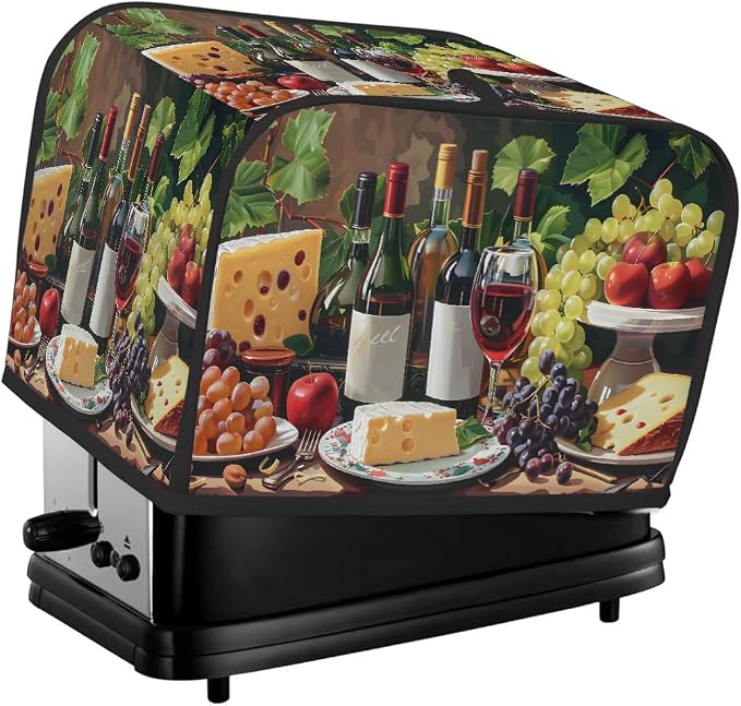 2 Slice Wine Glass Bottle Toaster Cover Waterproof Dust Fingerprint Bread Machine Cover Washable Kitchen Appliance Protector For Home Kitchen Bakeware Table Decor Women Gifts