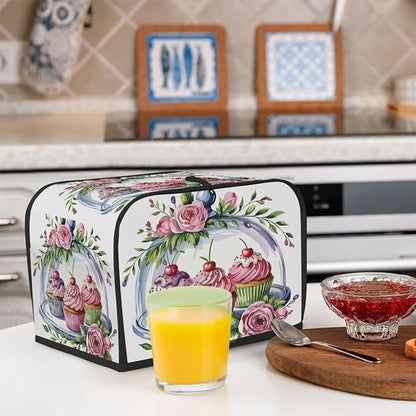 Toaster Cover 4 Slice Wide Slot Cake FlowerBread Toaster Oven Dustproof Cover Small Appliance Kitchen Covers Dust and Fingerprint Protection for Women Gift 4 Slice