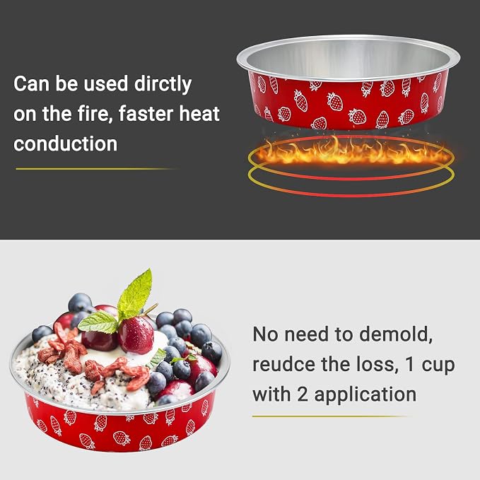 Beasea Disposable Mini Pie Pans with Lids, 100 Pack 4 Inch 8oz Aluminum Baking Foil Tins Small Round Tart Cups Containers for Individual Cupcake Dessert Muffin Cheesecake Ramekins Quiche Oven Dishes