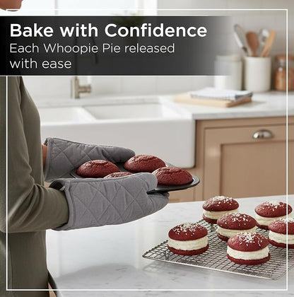 Wrenbury Jumbo Whoopie Pie Pan 4 Cup - Large Muffin Top Pan Heavy Gauge Shallow Carbon Steel Baking Tray for Burger Buns Yorkshire Pudding Cornbread - PFOA Free Nonstick