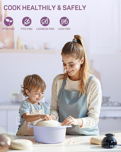 Ciwete Enameled Cast Iron Dutch Oven – 6 Quart Pot with Lid & Potholders – Heavy-Duty Cookware for Bread Baking, Braising, Stews & Roasting – Oven & Stovetop Safe up to 500°F – Purple