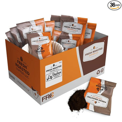 Fresh Roasted Coffee, Italian Roast Drip Ground Fractional Packs, Dark Roast, Kosher, 2.25 oz, 36 Count