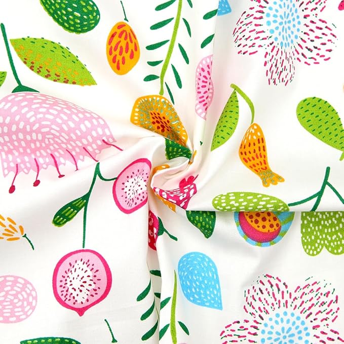 Fat Quarters Fabric Bundles,Pink Flamingo Floral Fabric 6PCS,Tropic Summer Style Cotton Fabric Material Squares 50 x 50 cm/20 x 20 Inch for Sewing Quilting Patchwork DIY Crafting Dressmaking Projects