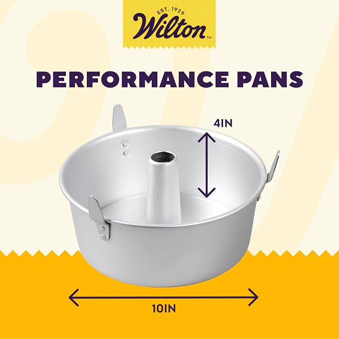 Wilton Aluminum Angel Food Tube Cake Pan - Natural Anodized Aluminum Baking Pan - Made Without PFAS - Will Not Rust - Offers Even Heating - 10 x 4 Inches