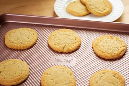 David Burke 17"/15" Cookie Sheets – Carbon Steel, PFTE & PFOA Free, Oven Safe, Non-Toxic, Perfect for Baking and Roasting – Rose Gold (2-Pack)