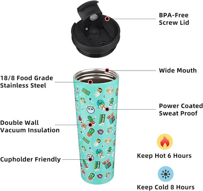 BJPKPK 30oz Stainless Steel Insulated Tumbler With lid And Straw Travel Coffee Thermal Tumblers Cup For Women And Men,Spring Party Green